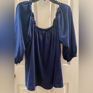 Crown & Ivy™ Women's Elbow Sleeve Swing Top. Harbor Navy. Size XL NWT